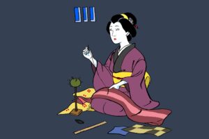 針仕事をする江戸の女性